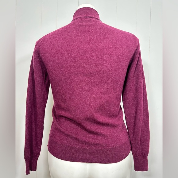 UNTUCKIT Women Sz L Burgundy 100% Merino Wool Long Sleeve Knit Sweater Half Zip - Picture 5 of 9